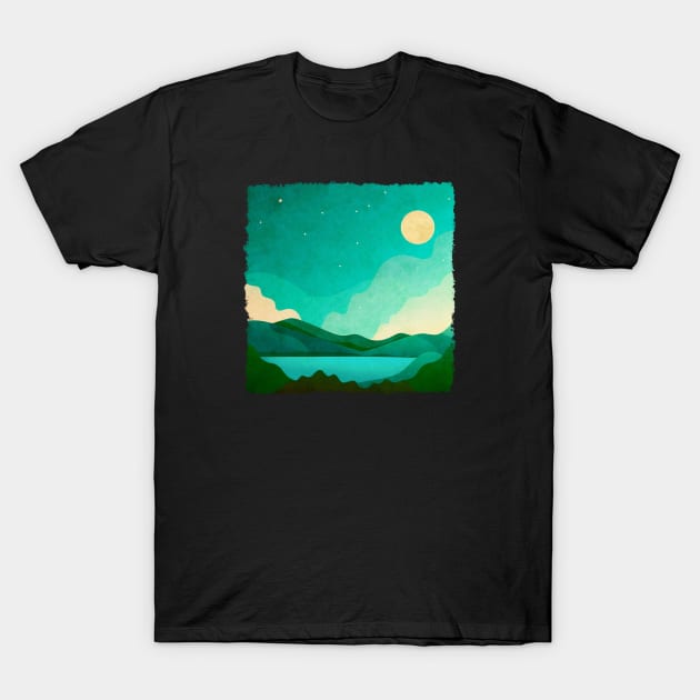 Full Moon Dreams And Mountains Of Green T-Shirt by LittleBunnySunshine